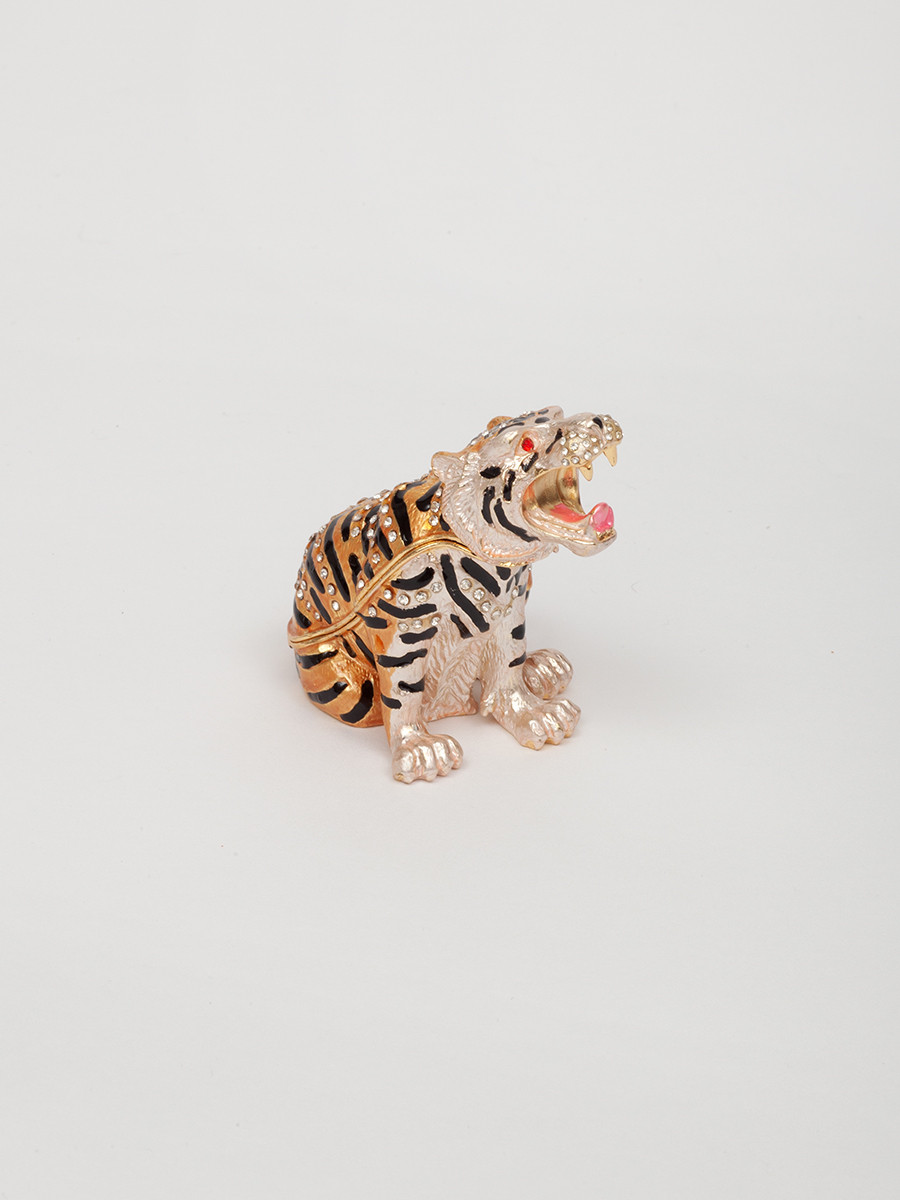 Сувенирная шкатулка в виде тигра S-1110 золотистый