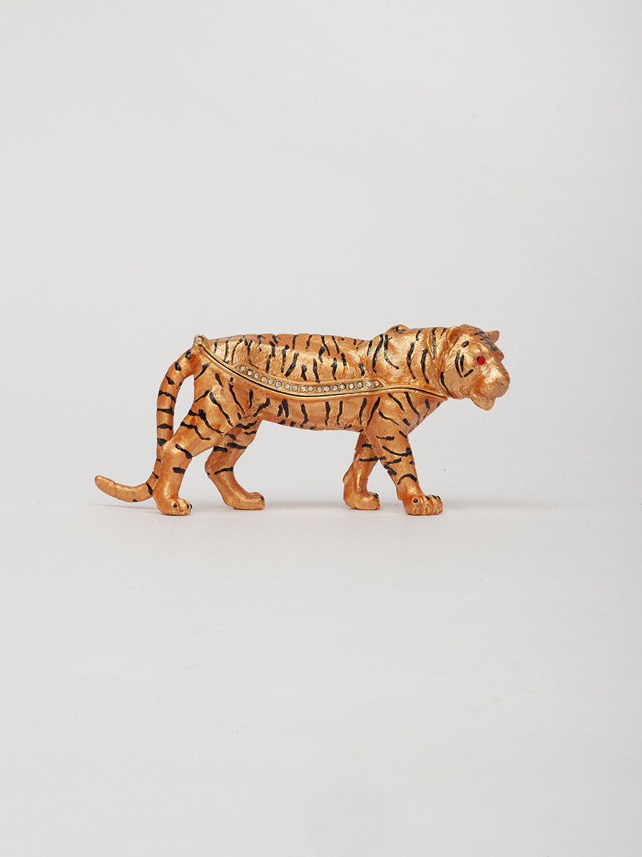 Сувенирная шкатулка в виде тигра S-1110S золотистый