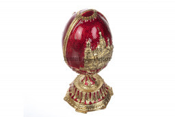 Сувенирная шкатулка в виде яйца под "Фаберже" S-5089 (красный синий)